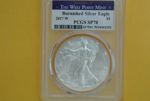 2017-W American Silver Eagle Burnished  PCGS SP70  West Point Label