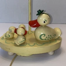 Danish Duck Wood Lamp Light Music Box Movement Bedroom Baby MCM 50’s Baby Room