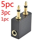3.5mm Dual Male Plug Audio Adapter Mono Jack Airplane Travel Headphone Earphone