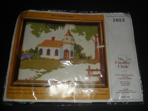CREATIVE CIRCLE LAKESIDE CHAPEL #1613 COUNTED CROSS STITCH KIT VINTAGE 1982
