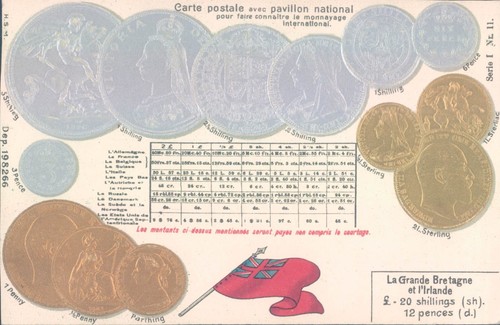 GROSSBRITANNIEN Münzen 3D geprägt patriotisch PC 1900er Jahre unbenutzt