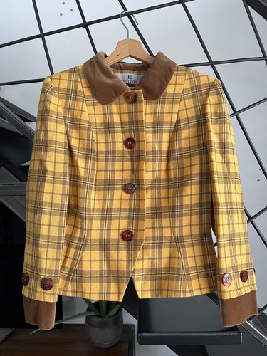 Givenchy, Veste Tailleur Jaune et Marron Vintage Givenchy Paris Taille 42