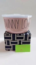 RAE DUNN Pink "BUNNY LOVE"  Ceramic Bowl Container With Vented Lid HTF NWT