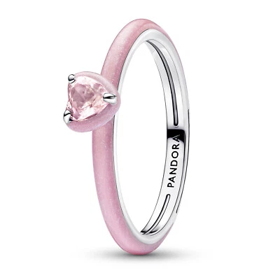 PANDORA Schmuck Damenring Silber Rosafarbenes Chakra Herz 193088C02 - Bild 1 von 2