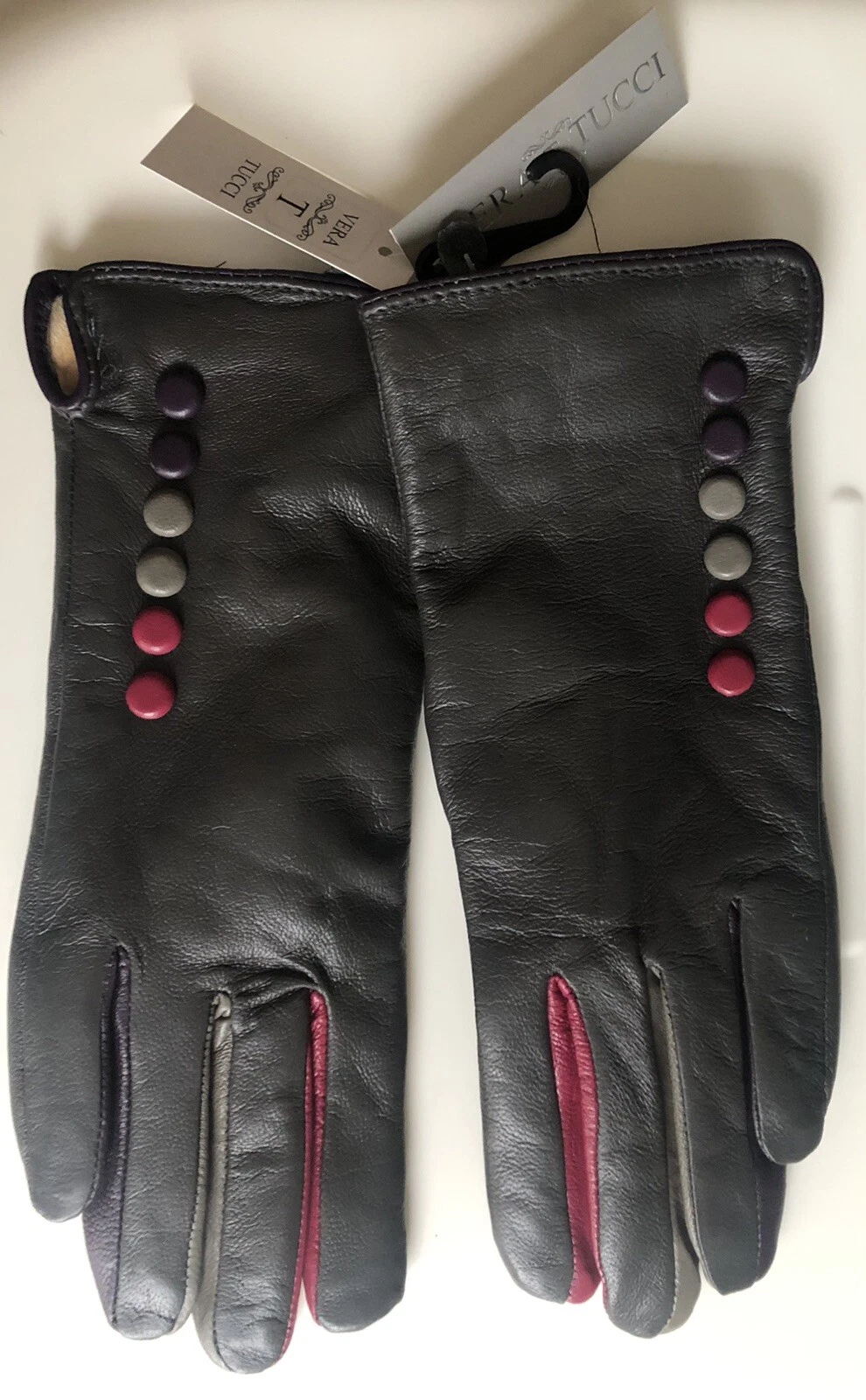 Gloves Women's Accessories: Vera Tucci 100% Leather Green Gloves S/M Lined BNWT.