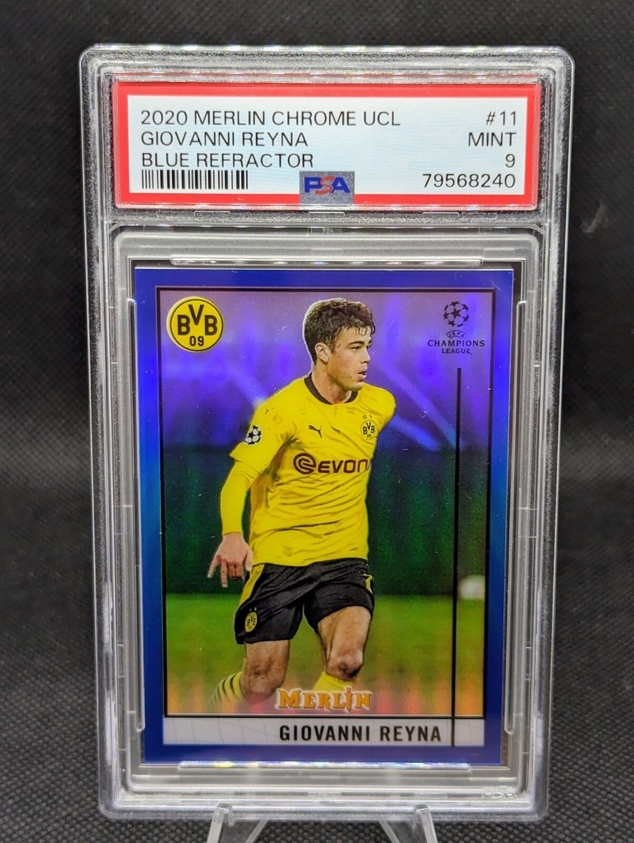 2020-21 Topps UEFA Merlin Giovanni Reyna Blue Refractor /75 Card