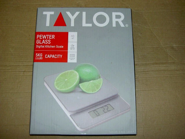 Taylor Digital Slim Kitchen Scale, 5kg / 5000ml, Pewter Glass tyscalep5ewt