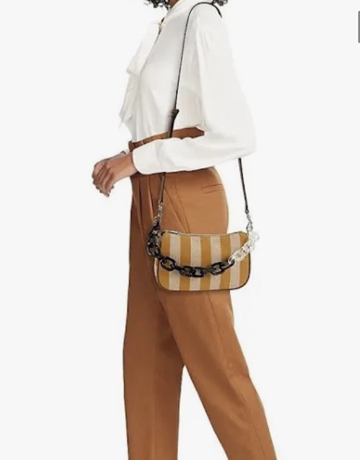 NUEVO Bolso Bandolera Furla Rayas Luna Algodón Yute Cadena Foto 4 de 4