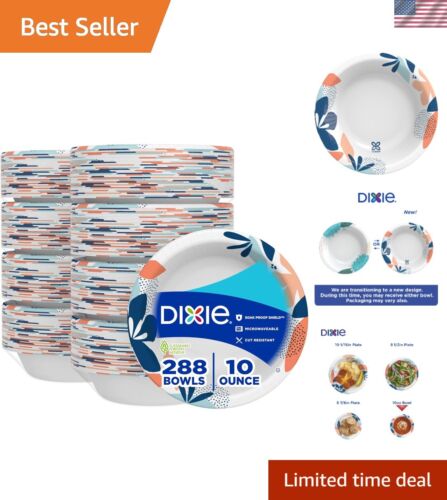 Multicolor 10 oz Disposable Paper Bowls for Snacks, Parties & Meals - 288 Pack