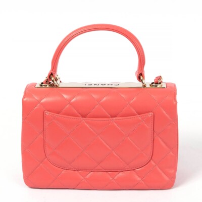 67847 auth CHANEL coral pink leather 2017 17P TRENDY CC SMALL Top