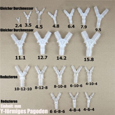Plastik Schlauchtülle Nippel 2.4mm~19.5mm Reduzierend Schlauchanschluß Y-Stück