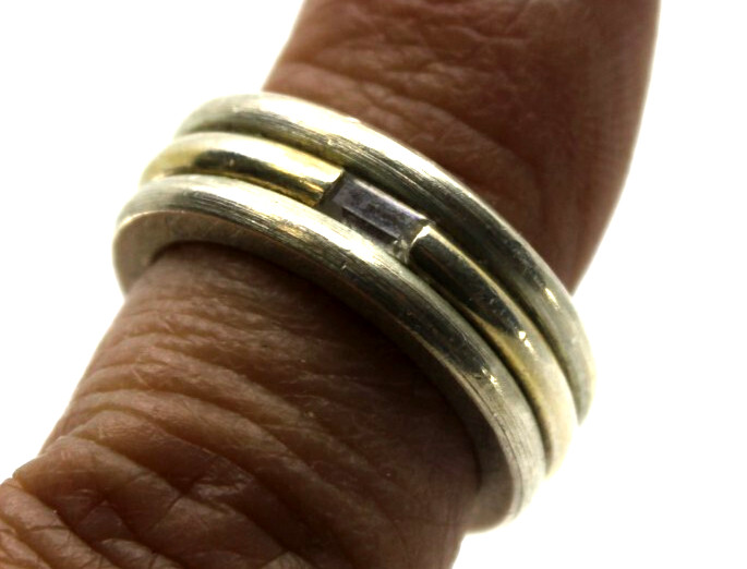 Sterling Silver Handmade 3 Stackable Connected Ri… - image 7