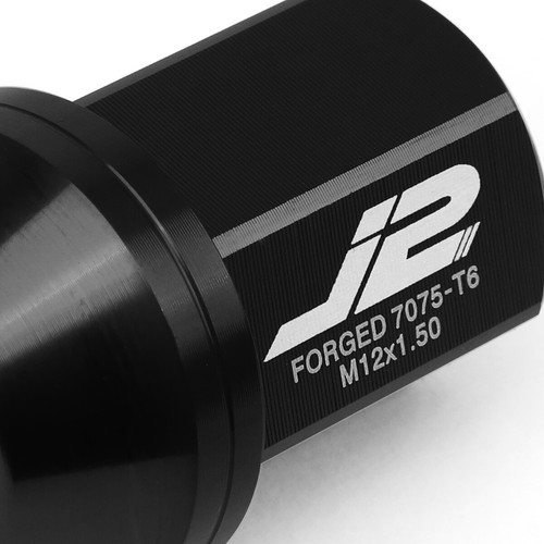 J2 ENGINEERING BLACK 20PCS M12X1.5 35MM 7075-T6 ALUMINUM LUG NUT SET W/ADAPTER - Picture 3 of 7