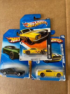 Hot Wheels Lot 3x 65 Ford Mustang Fleet / Ford Mustang Fastback