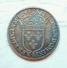 LOUIS XIV  1/12 écu mèche courte 1645 A