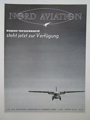 5/1962 PUB NORD LUFTFAHRT FLUGZEUG MAX HOLSTE SUPER BROUSSARD ORIGINAL DEUTSCHE ANZEIGE