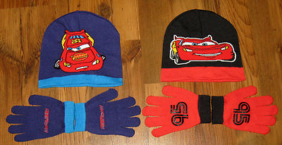 Disney Pixar Cars Mütze - Handschuh Set schwarz rot und blau Lightning McQueen  