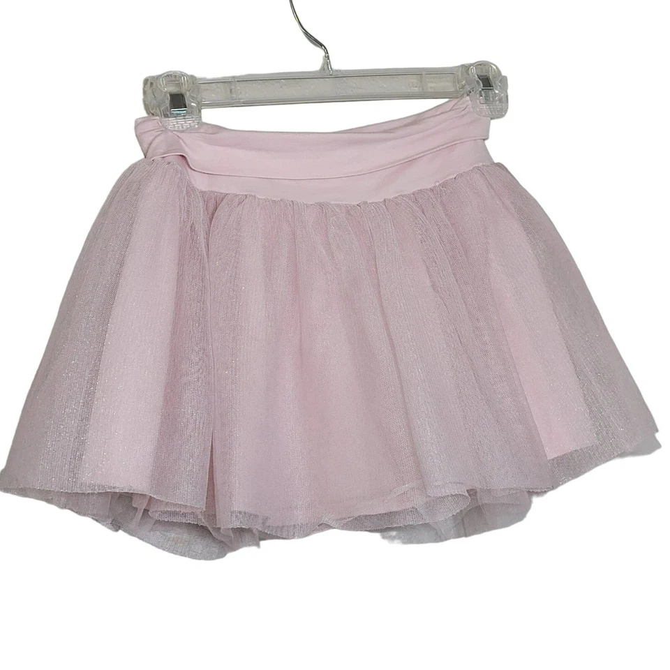 Falda corta Gymboree para niña talla 8 rosa bailarina/barbie, superposición de tul rosa Foto 2 de 4