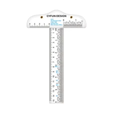 6 Inches/15Cm Acrylic Clear T-Square Ruler, Dual Side Measuring, Transparent, fo