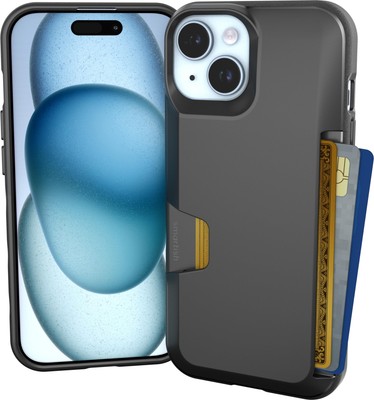 iPhone 15 Black Tie Affair Wallet Slayer Case with Card Holder Shockproof Design