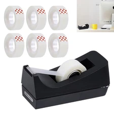 Bazic Tape Dispenser W/ 6 Clear Rolls 3/4" X 1000" Refill Pack 1" Core New