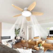 42" White LED Ceiling Fan Light Low Profile Flush Mount Kit Remote APP Control