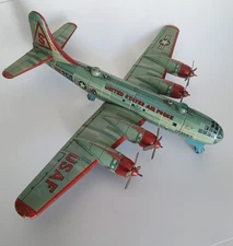 1950s Japan Yonezawa USAF B-52 B-29 Tin Friction Toy Bomber Airplane 19" Inch 