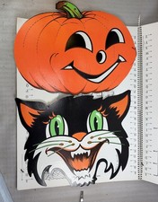 Halloween Beistle Jack O Lantern  Black Cat Die Cuts Lot 0f 2