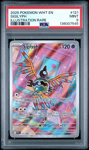 2025 POKEMON WHT EN-WHITE FLARE ILLUSTRATION RARE #121 SIGILYPH PSA 9