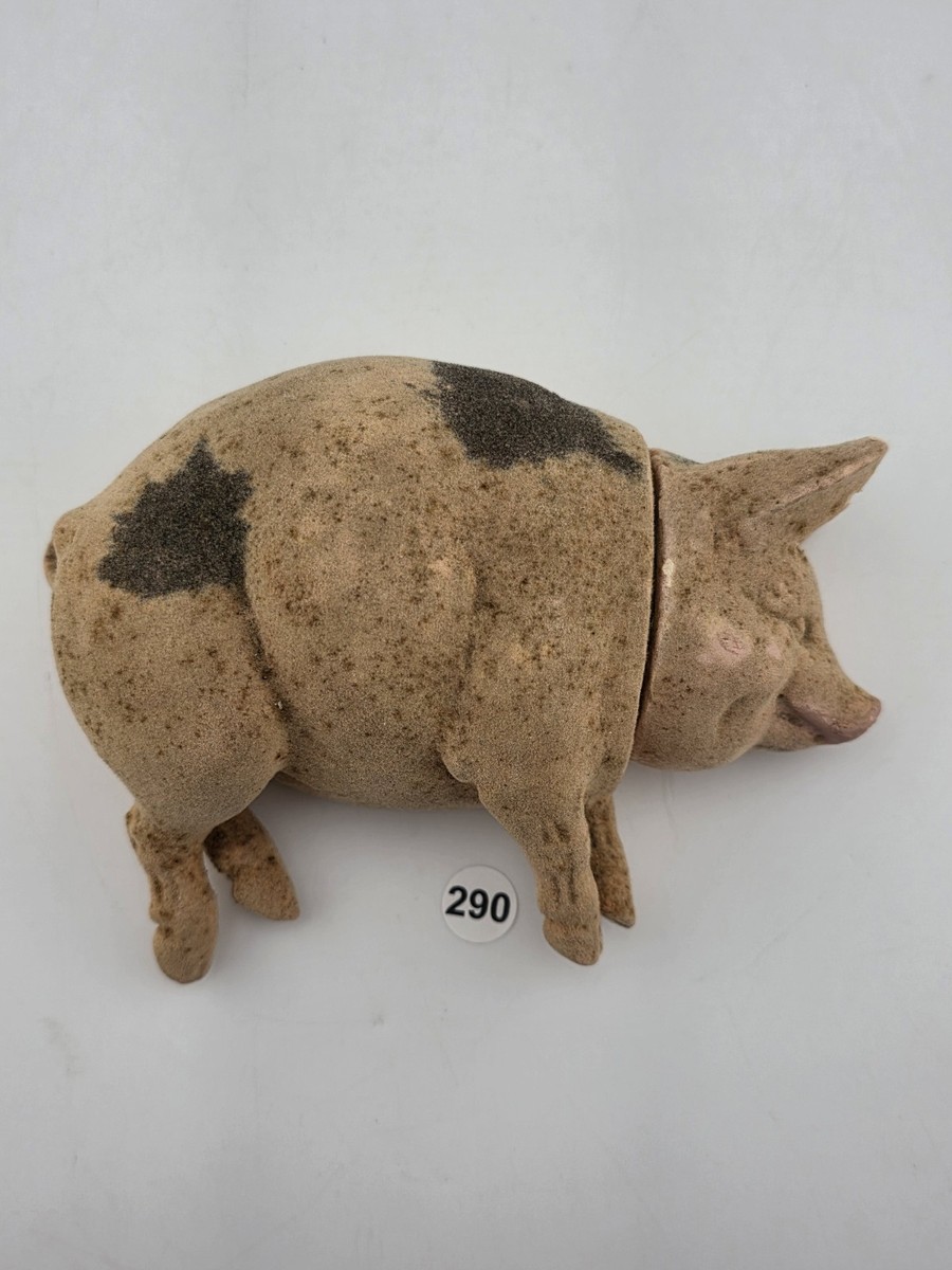 Antique C1890 Pink German Paper Mache Folk Art Composition Pig