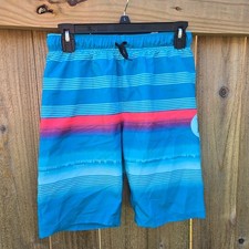 Hurley Boys Blue Striped Swim Trunks Board Shorts Size 14/16 L XL 4688-B22