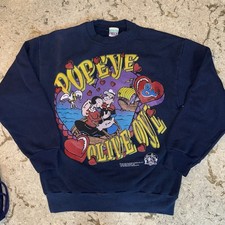 Vintage 1993 FREEZE Popeye & Olive Oyl Love Boat Crewneck Front & Back Size XL!