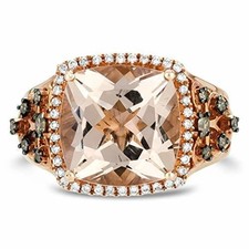 Le Vian 14K Rose Gold, Morganite & White/Chocolate Diamond Engagement Ring Size