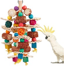 Bird Toys Parrot Toy for Large Bird Natural Peppered Wood African Grey Cockatoos