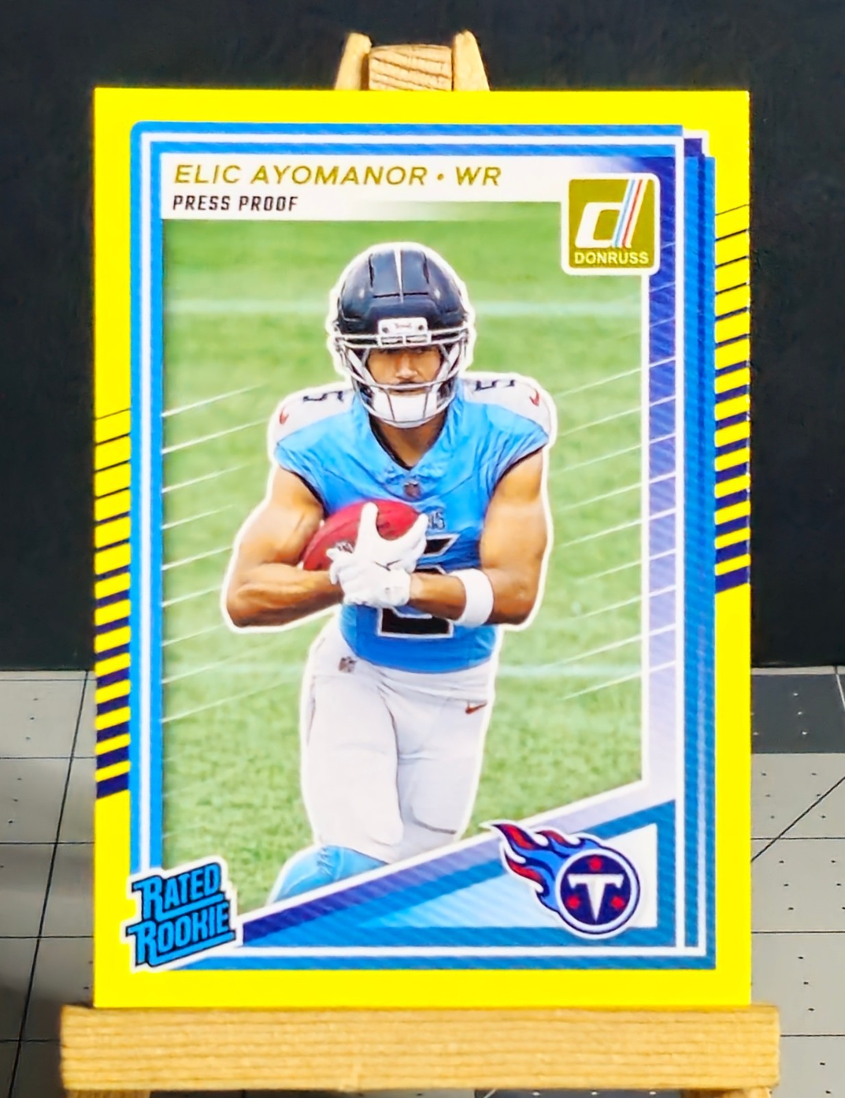 2025 Donruss #339 Elic Ayomanor RC YELLOW PRESS PROOF Titans Rated Rookie Card 