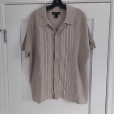 CHRISTIAN LACROIX MEN'S SHORT SLEEVE BUTTON FRONT STRIPED SWEATER SHIRT SIZE XL