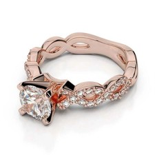 Lab-Created 1.60 Ct Round Cut VVS1 Diamond Wedding Ring 14K Rose Gold Finish