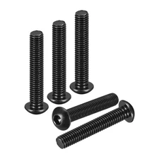 M8-1.25x45mm Button Head Socket Cap Screws 20Pack Carbon Steel Black