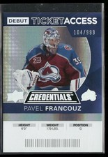 2021-22 Upper Deck Credentials Pavel Francouz Debut Ticket /999 #102 Avalanche