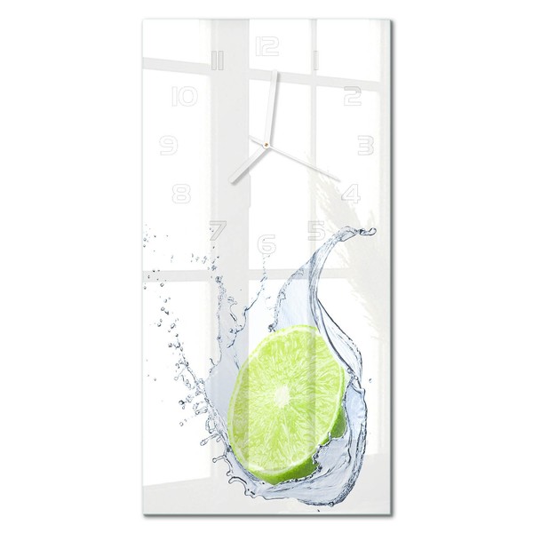 Glasuhr Aus GehäRtetem Glas Als Wanddekoration Limette WeißE Zeiger 30X60 Cm-image