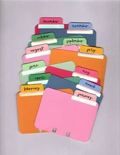(12) MONTHLY SILVER FOIL MEMORYDEX/ROLODEX CARDS HANDMADE JAN - DEC