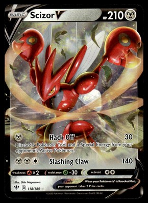 2020 Sword & Shield - Darkness Ablaze Scizor V Basic/Rare Holo V #118