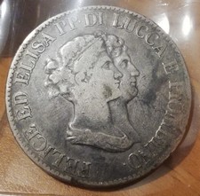 PRINCIPATO DI LUCCA E PIOMBINO - 5 FRANCHI 1807 - BONAPARTE - SCUDO D'ARGENTO 