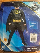BATMAN Child Halloween Costume - Jumpsuit, Cape  Mask -Size Large 12 - 1 4 New