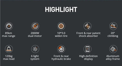 Electric Scooter JOYOR S10S Z 60V 18Ah Dual Motor 10 Inch 85km Range 65kmh - Picture 9 of 21