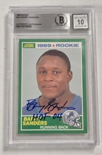 Barry Sanders Signed HOF 04 1989 Score #257 Rookie Card Beckett Auto 10 Lions 
