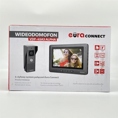 Eura VDP-45A3 Alpha 4-Draht-Video-Gegensprechanlage mit 7-Zoll-Farbdisplay, Schw