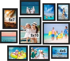 BESCRCL 10 Pack Picture Frames Two 8x10, Four 5x7, and 4x6, Black 