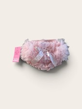Pink Cotton Rufflebutts Bloomers Diaper Cover Pink Bow/Ruffles, Baby Girl 0-3 Mo