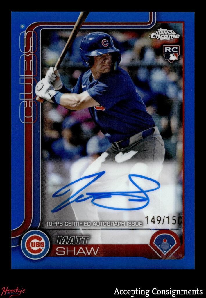 2025 Topps Chrome Rookie Autographs Blue Refractor #RAMS Matt Shaw RC AUTO /150